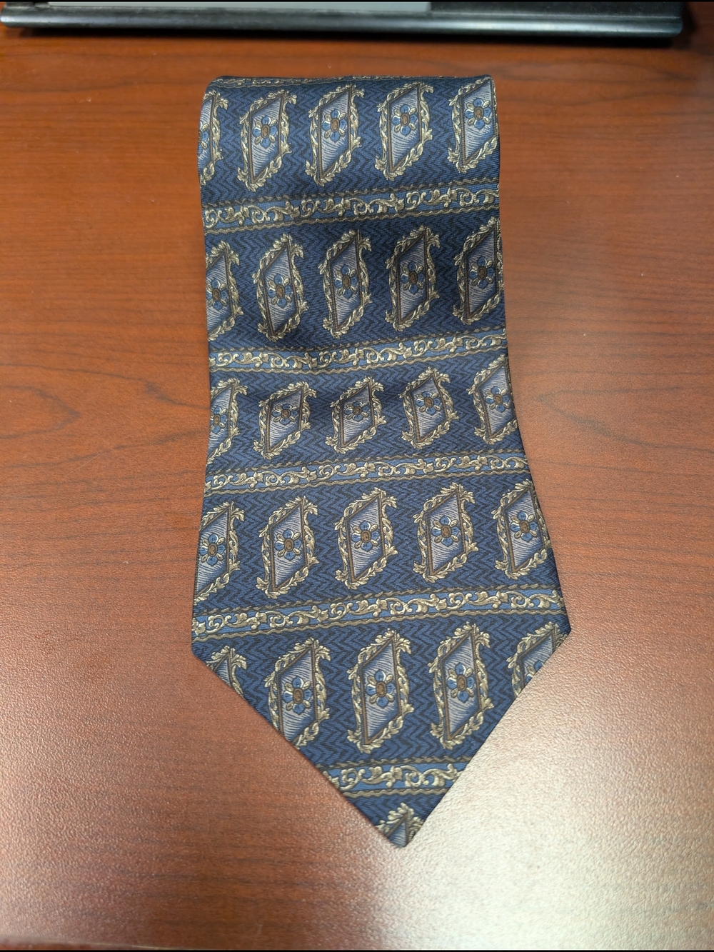 Vintage Zylos George Machado Geometric Silk Tie - 90s Corporate Goth / Retro Aca
